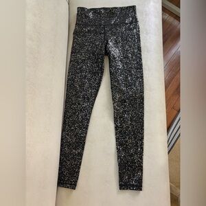 Sweaty Betty Full Length Black Legging Metallic Splatter Foil High Waist Small